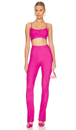 Damasia Mesh Pant Set in Pink | Revolve Clothing (Global)