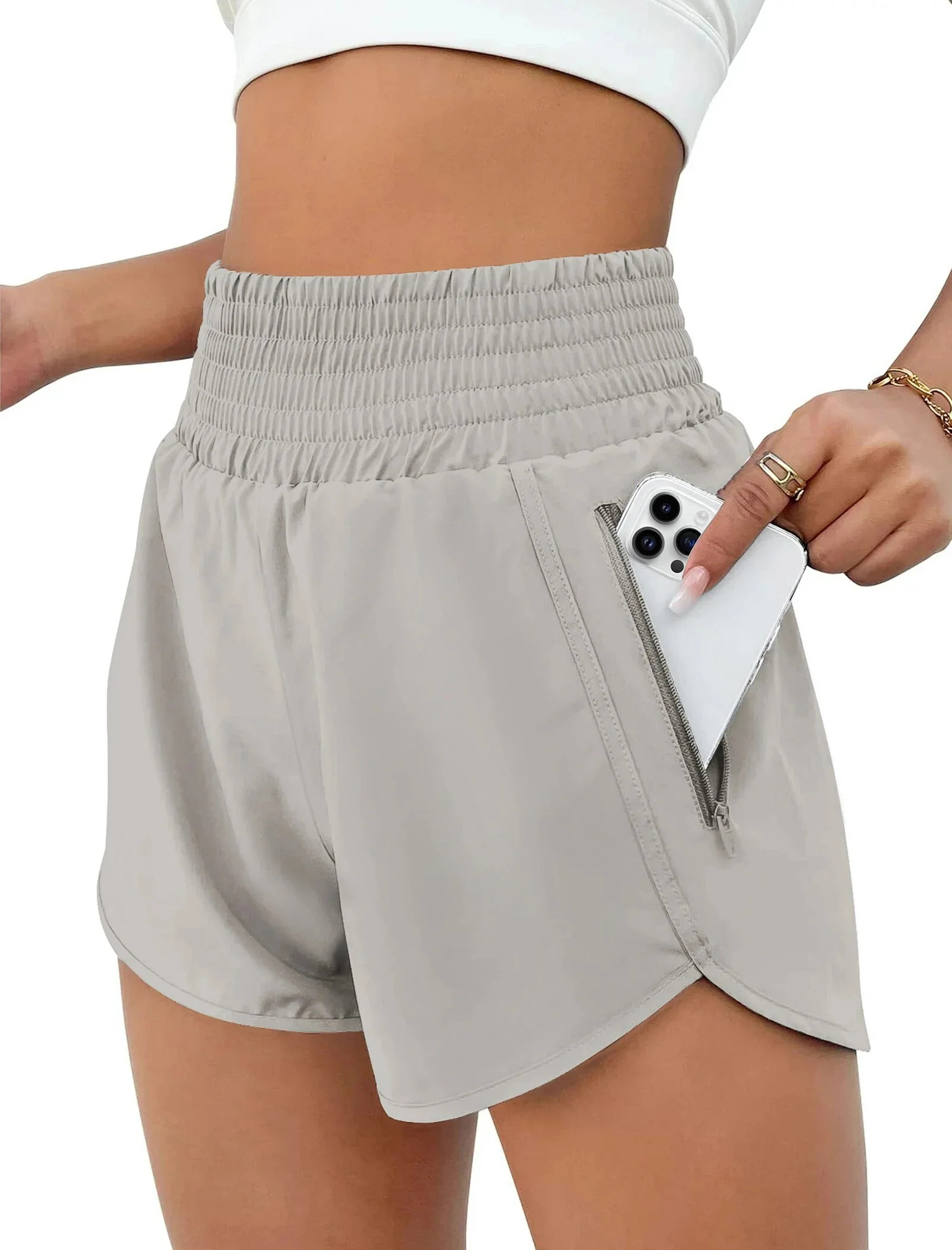 Rosvigor Womens Athletic Shorts High Waisted Running Shorts Gym Workout Shorts with Pockets | Walmart (US)