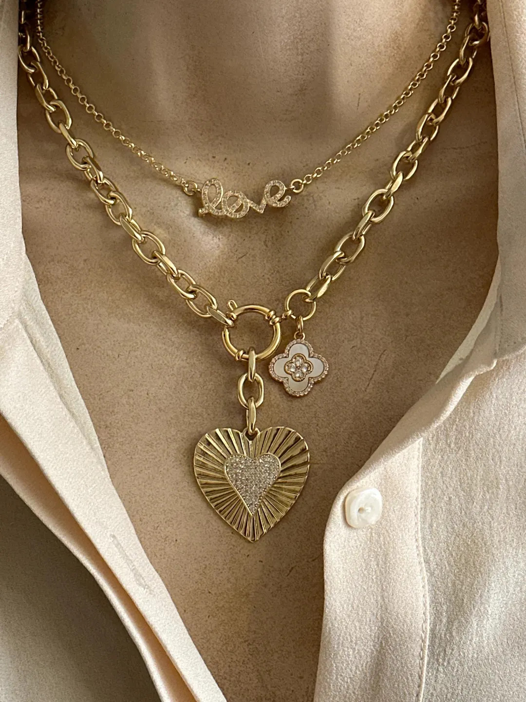 Heart and Clover Necklace/love Charm - Etsy | Etsy (US)