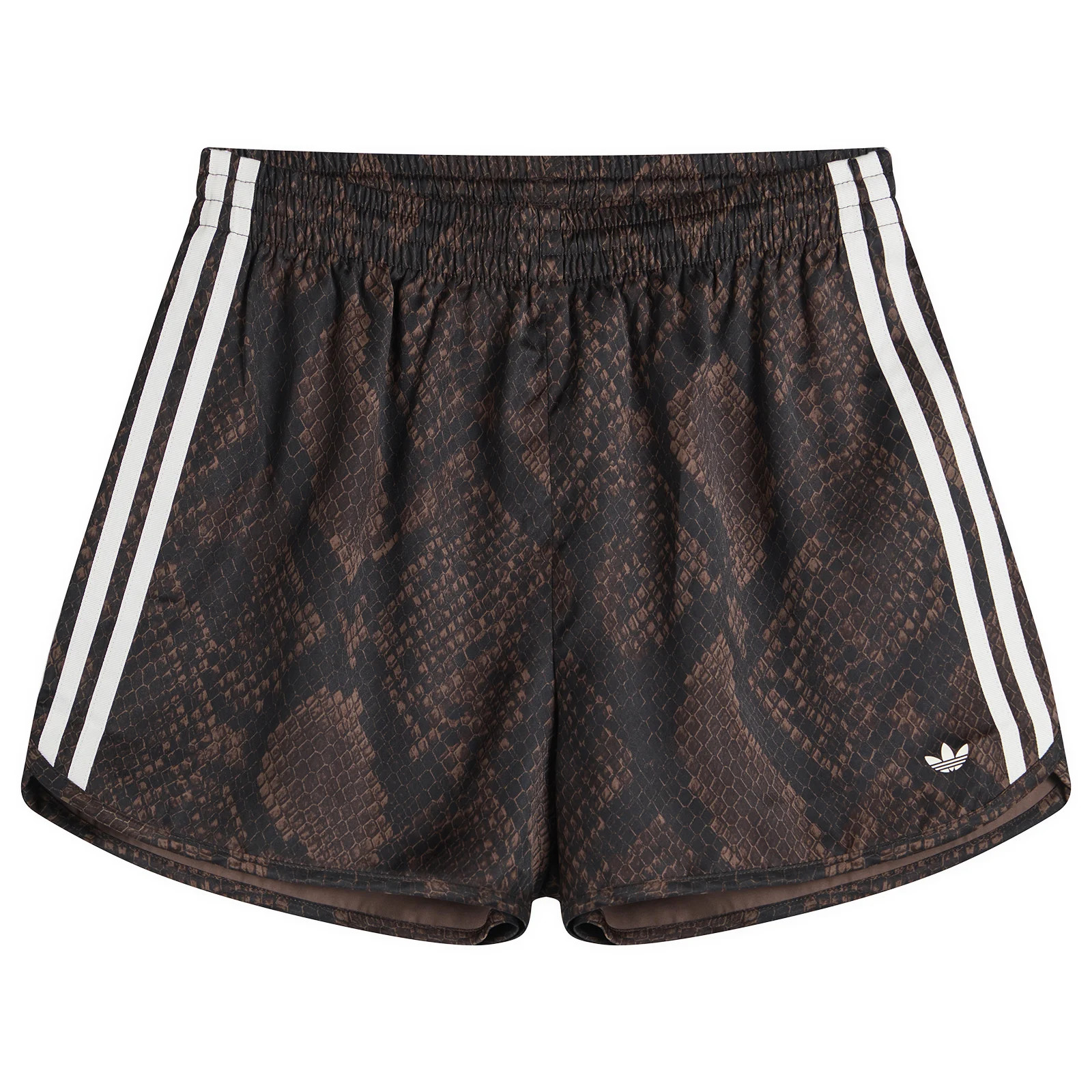 DescriptionAdding bold style to sportswear inspired look, these adidas shorts use a woven satin f... | END. Clothing