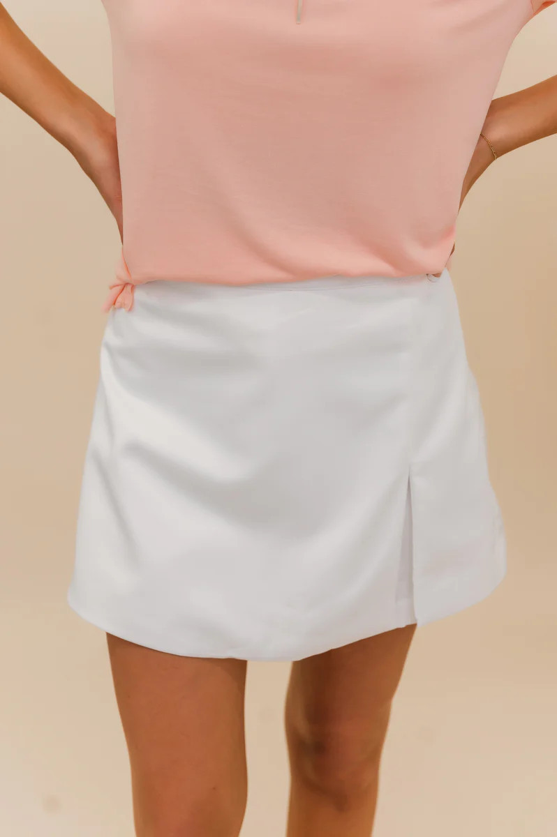Dalia Satin Skort White | BluePeppermint Boutique