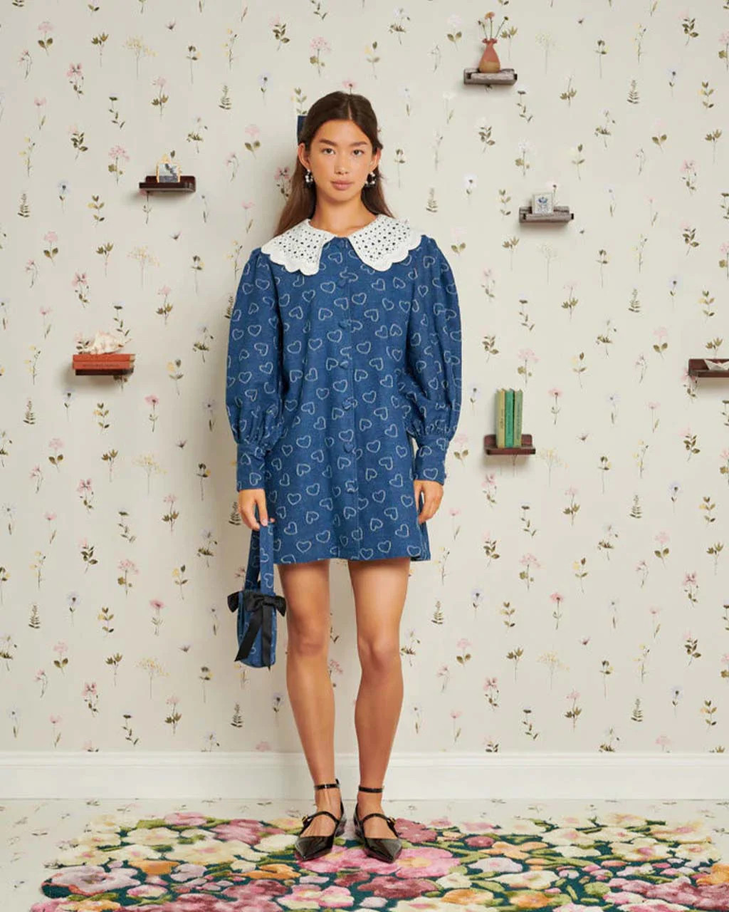 Prize Heart Denim Mini Dress - Indigo Blue | ban.do