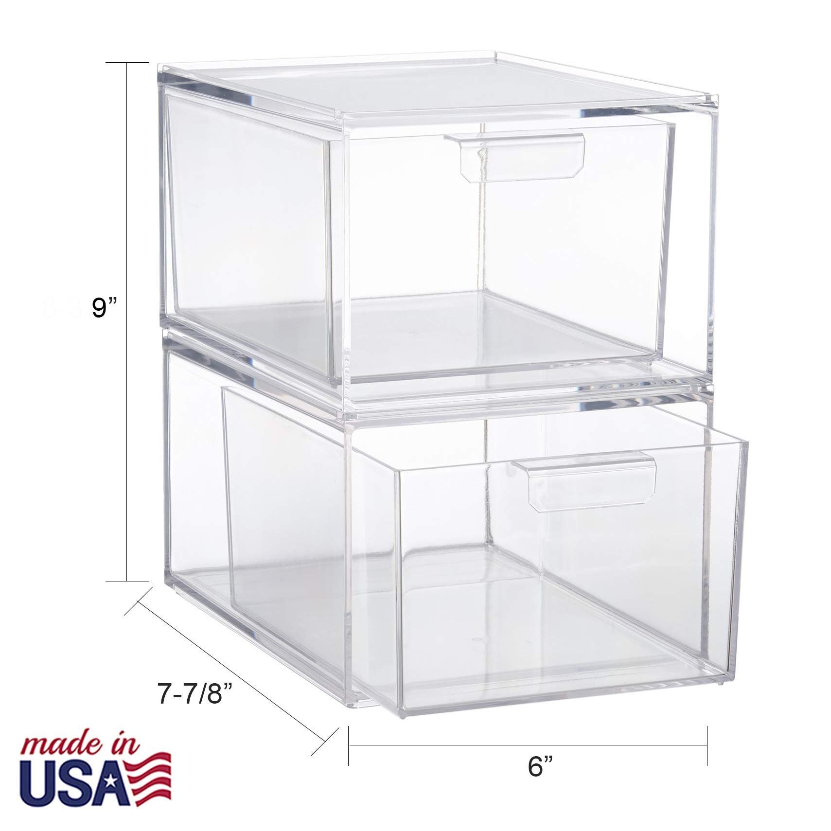 STORi Audrey Stackable Cosmetic Organizer Drawers 4-1/2" Tall | set of 2 Clear | Amazon (US)