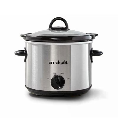 Crock-Pot 3qt Round Manual Slow Cooker Black Stainless Steel: 3-Setting Small Crockpot with Removable Stoneware Pot | Target