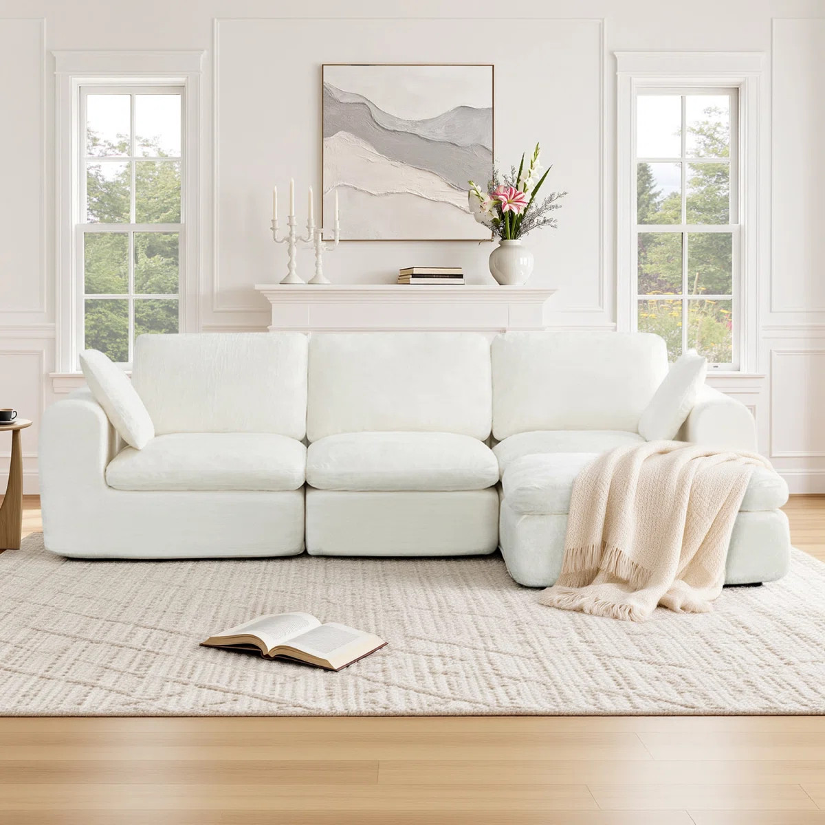 Dineen 108"W No Assembly Required 4-Piece Cloud Couch Comfy Sofa With Ottoman | Wayfair North America