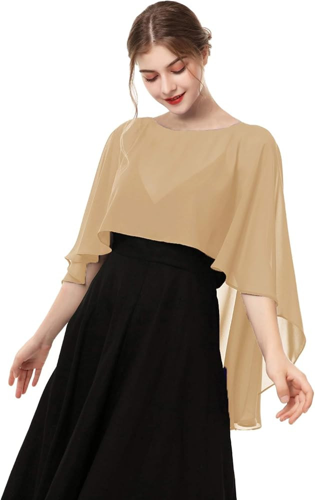 Hotshawl Capelets for women Chiffon Cape Shawls and Wraps for Evening Dress Wedding Capes Cover U... | Amazon (US)