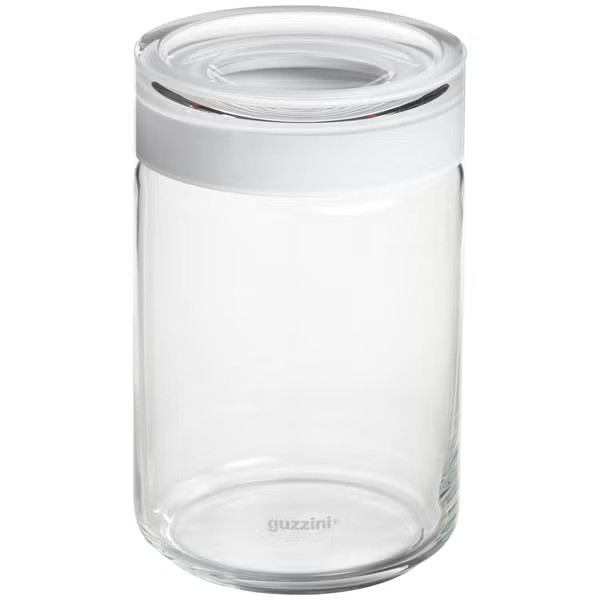 guzzini 25 oz. Blanca Glass Canister White Acrylic Lid | The Container Store