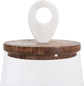 Small Clear Glass Jar with Mango Wood & Marble Lid | Amazon (US)