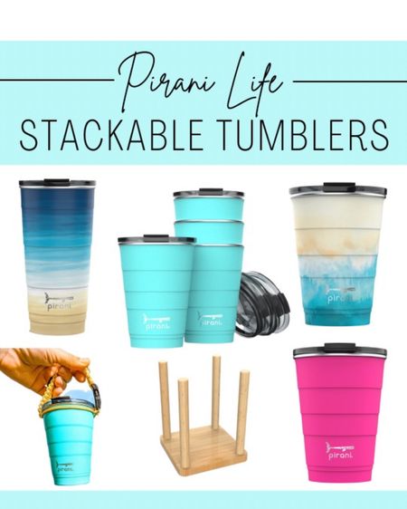It's the insulated tumbler that stacks to save room in your cabinet and cooler! Get the environmentally friendly Pirani tumblers for your next beach or game day!  Pack your color with a jug of water and lemonade and keep your drinks cold
for 12 hours or hot for 6 hours! 