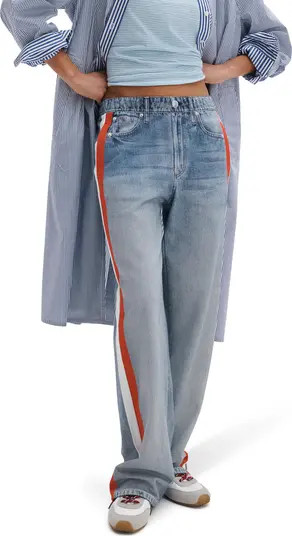 rb Miramar Side Stripe High Waist Wide Leg Cotton Terry Sweatpant Track Pants | Nordstrom