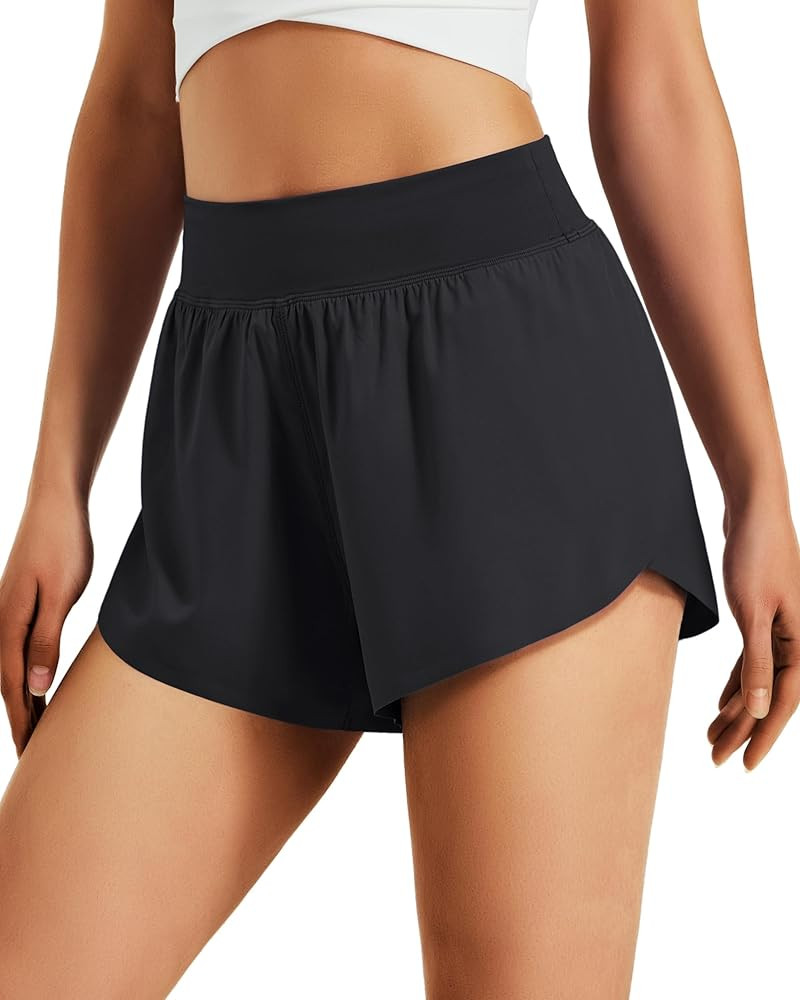 Women's 3" Athletic Running Shorts High Waisted Quick Dry Lightweight Dolphin Shorts for Workout ... | Amazon (US)