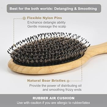 BESTOOL Hair Brush, Boar & Nylon Bristle Brush for Women men Kid, Oval Brush for Wet/Dry Hair Smo... | Amazon (US)
