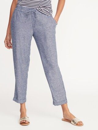 Mid-Rise Linen-Blend Cropped Pants for Women | Old Navy US