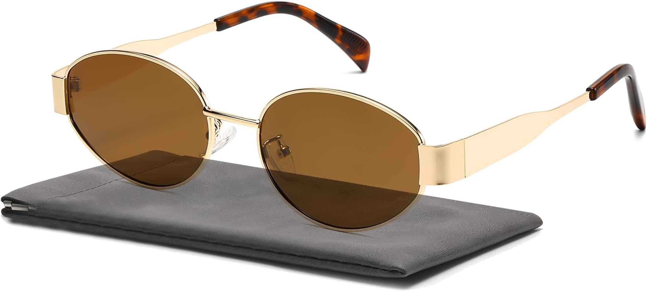 Oval Sunglasses for Women Men - Retro Sun Glasses Classic Metal Frame Polarized UV400 Protection | Amazon (UK)