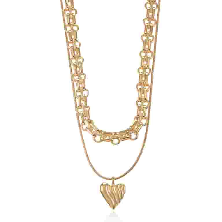 Time and Tru Goldtone 2 Row Heart Necklace, 1 Piece | Walmart (US)