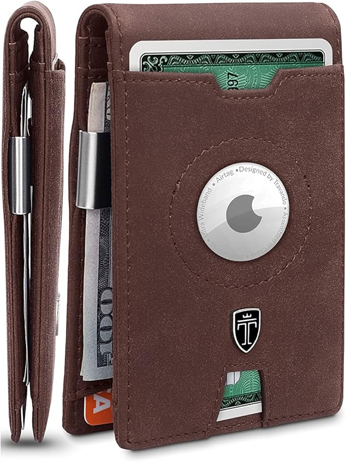 TRAVANDO AirTag* Wallet Mens Wallet with Money Clip Air Tag Wallet Card Holder RFID Blocking Bifo... | Amazon (US)
