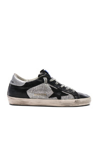 Golden Goose Glitter Superstar Sneakers in Black,Metallics | FWRD 