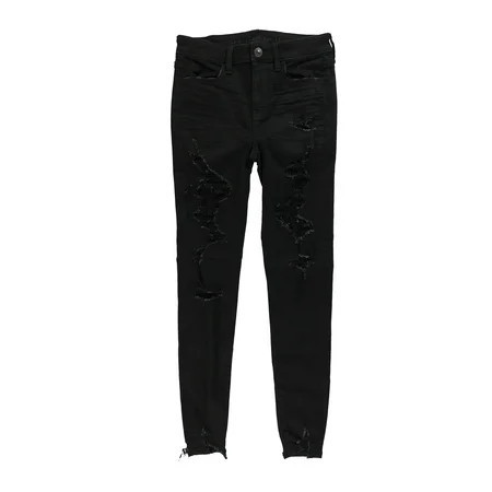 American Eagle Womens Ripped High Waist Jeggings Black 4 | Walmart (US)