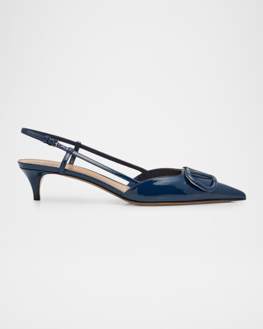 Valentino Garavani 40mm VLogo Patent Leather Slingback Pumps | Neiman Marcus