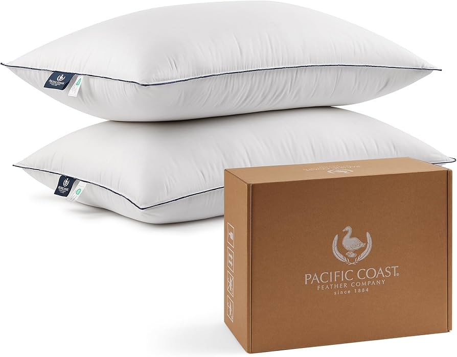 Pacific Coast Pillows Queen Size Set of 2, Goose Feather and Down Pillow for Sleeping, 3-Chamber ... | Amazon (US)