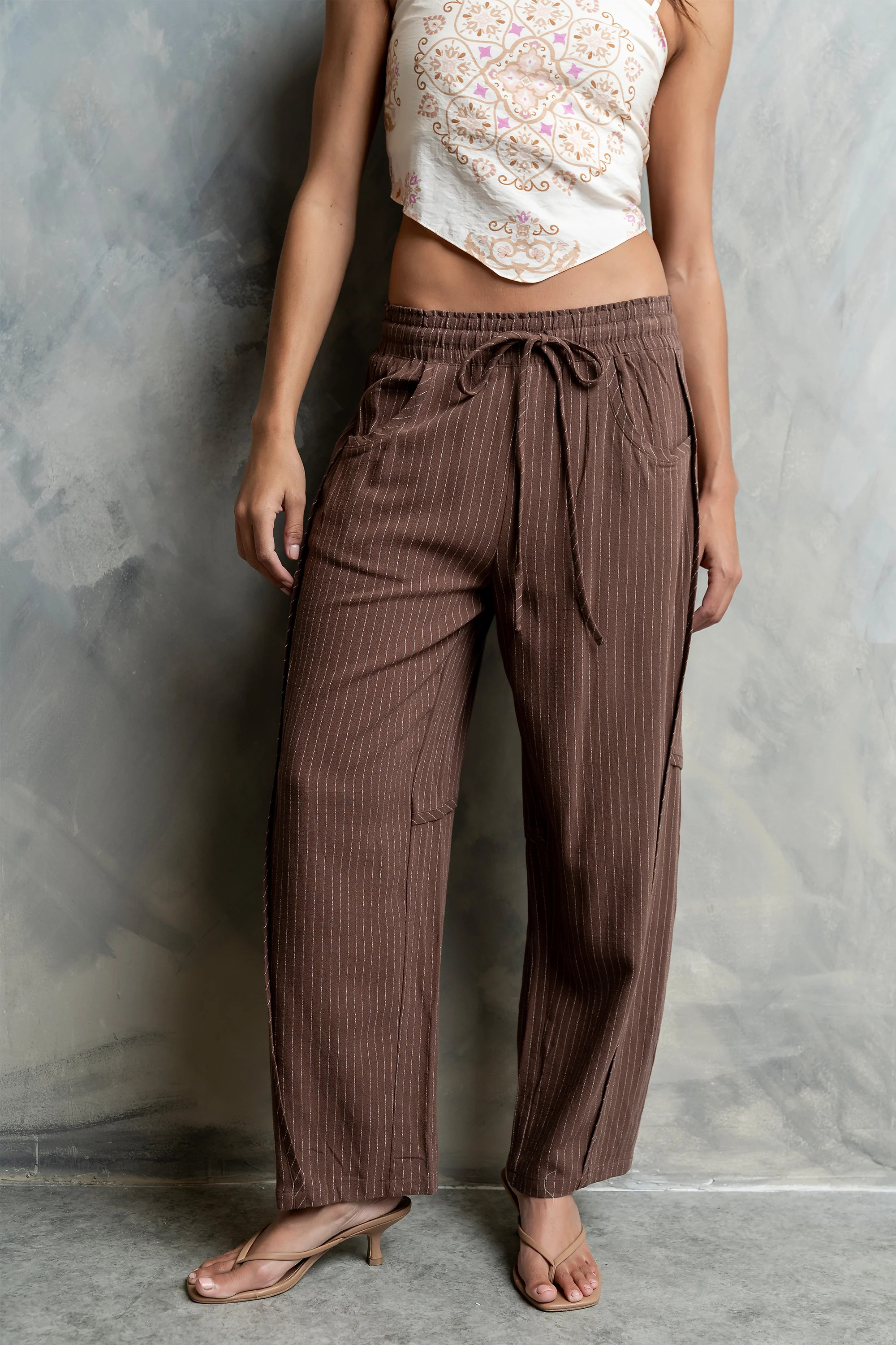 Kaiya Striped Pants in Brown | Böhme US