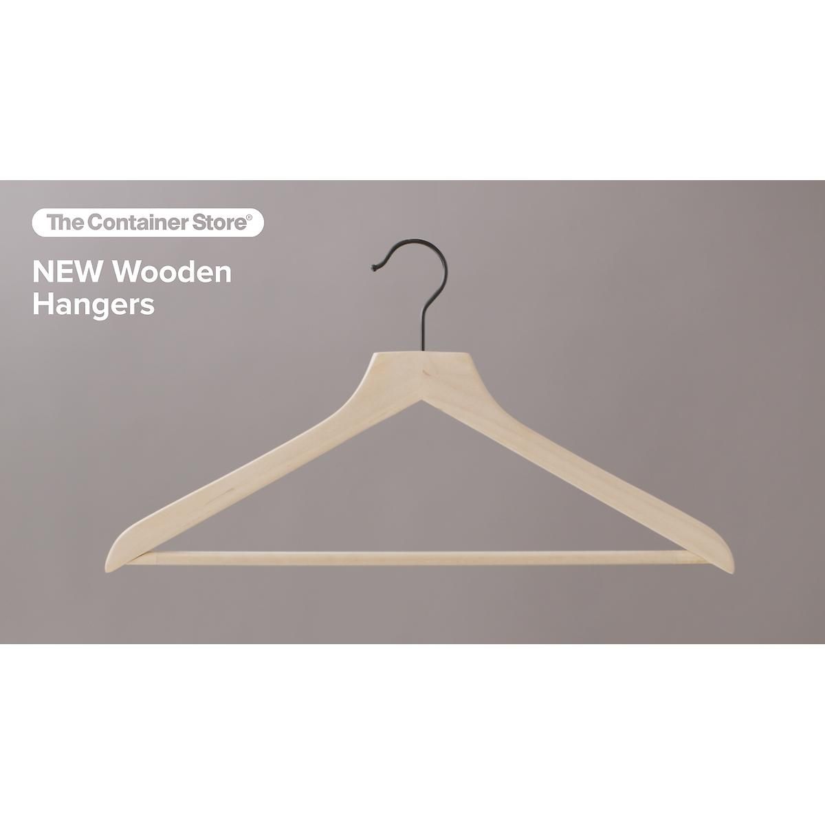 Lotus Wooden Shirt Hangers with Ribbed Bar Case of 20 | The Container Store