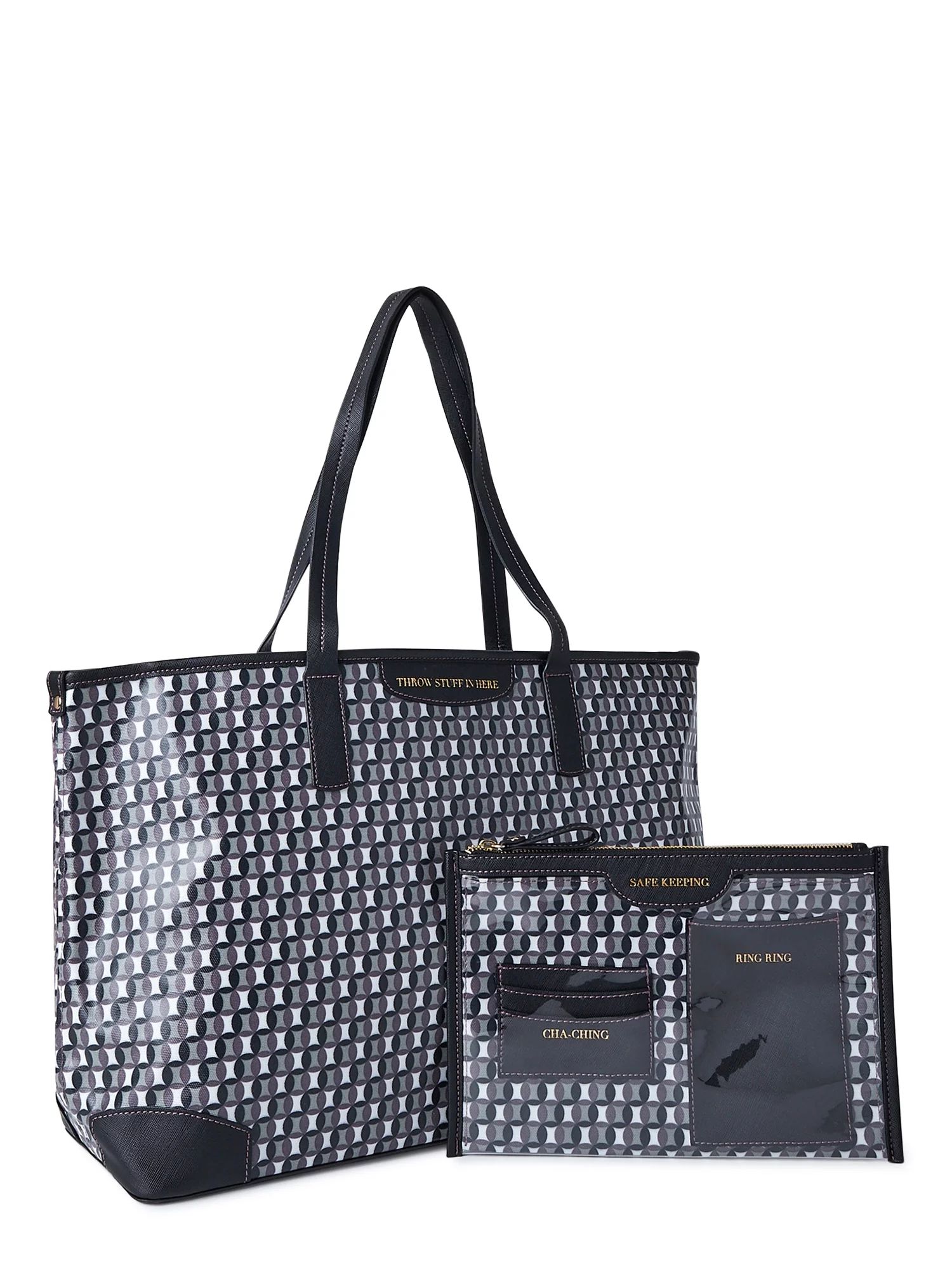 Time and Tru Women?s Sustainable Signature Tote and Pouch Set, 2-Piece | Walmart (US)