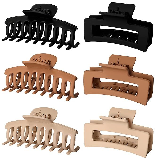 Amazon.com: Vsiopy 6pcs 3.5 Inch Medium Large Claw Clips For Thick Hair, Big Hair Clip For Thin H... | Amazon (US)