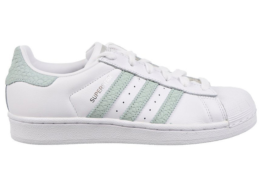 Adidas Superstar White (Women's) Sneakers in Footwear White/Ash Green/Silver Metallic | StockX