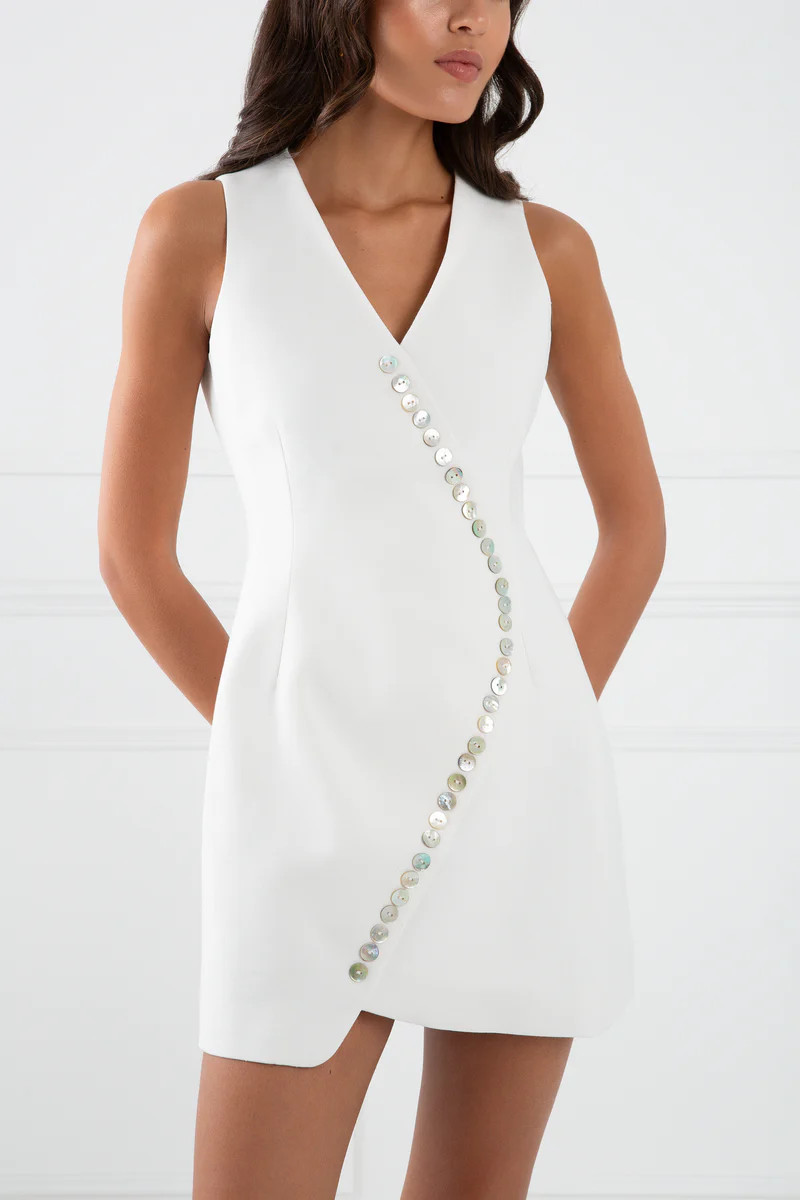 The Sabrina | Wave Linen Dress White | Sinead Keary