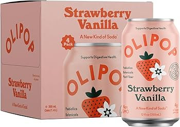 OLIPOP Prebiotic Soda Pop, Strawberry Vanilla, Prebiotics, Botanicals, Plant Fiber, 12 fl oz (4 C... | Amazon (US)