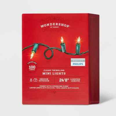Wondershop Twinkling Clear Mini Lights Indoor/Outdoor ~ 100 Count ~ 24' 8" ~ New  | eBay | eBay US