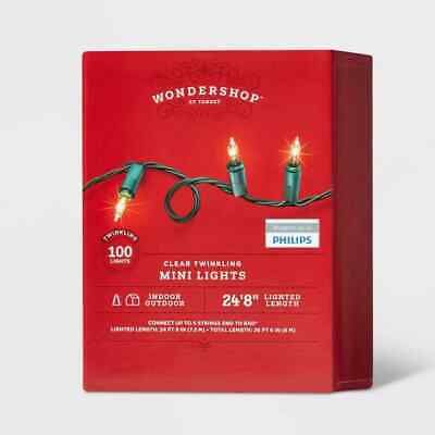 Wondershop Twinkling Clear Mini Lights Indoor/Outdoor ~ 100 Count ~ 24' 8" ~ New  | eBay | eBay US