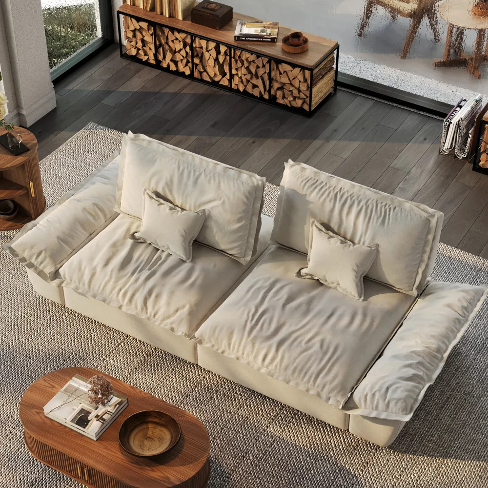 Hudson - 104.33" Sailboat Deep Sofa Stain Resistant Cozy Couch with Adjustable Backrest | POVISON