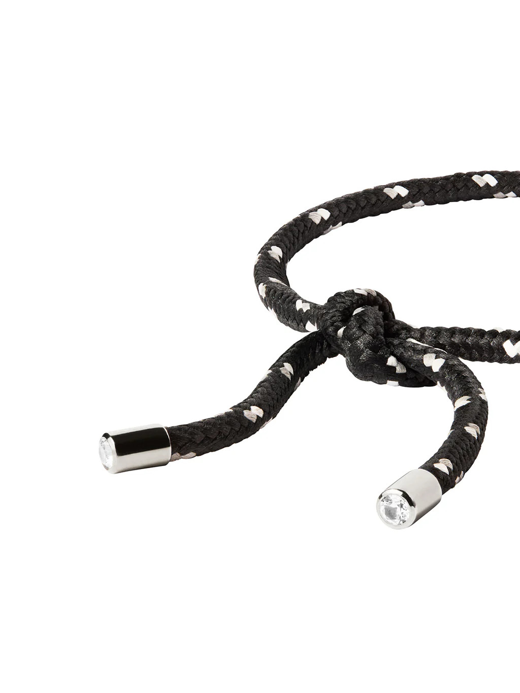 PARACORD NOIR ET BLANC TIE ANKLET, SILVER | Dorsey
