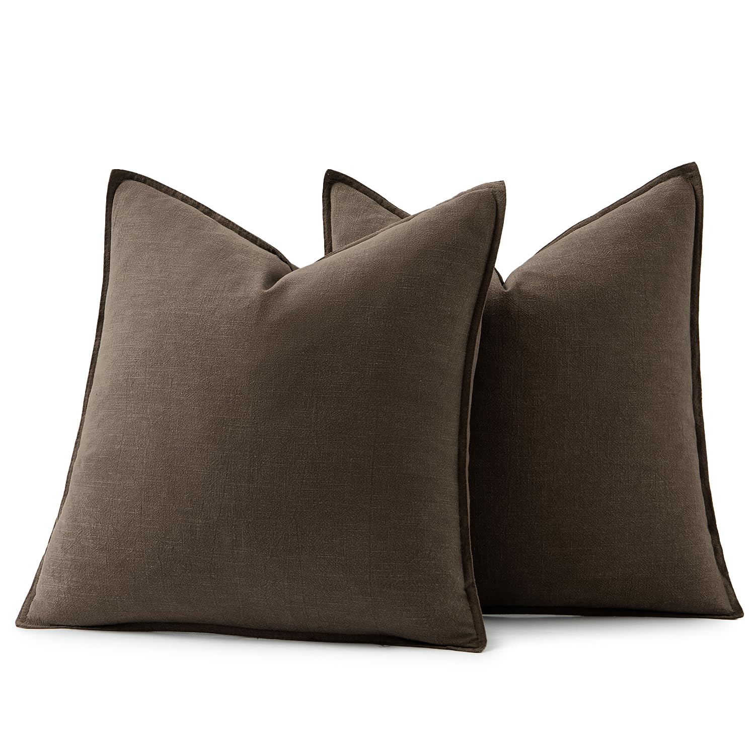 MIULEE Decorative Linen Pillow Covers 18x18 Inch Dark Coffee ​Boho Farmhouse​ ​Neutral Couc... | Amazon (US)