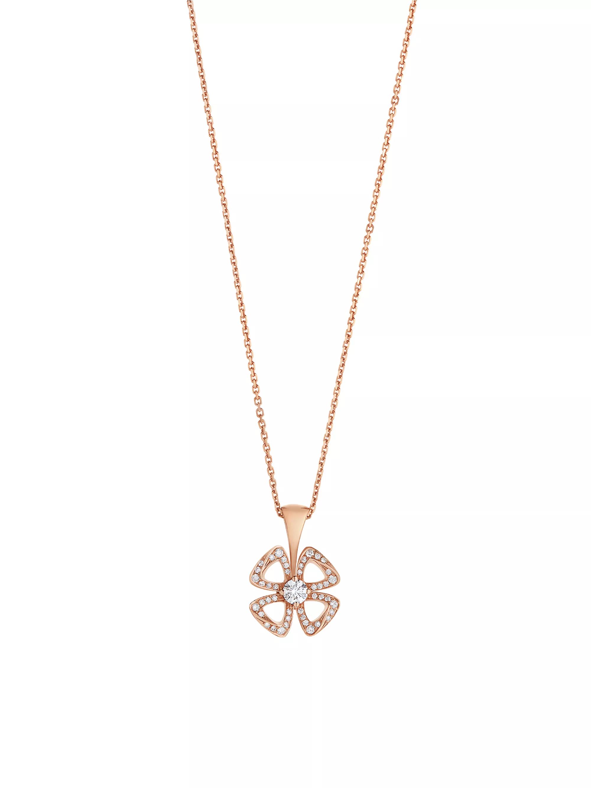 Fiorever 18K Rose Gold & 0.16 TCW Diamond Pendant Necklace | Saks Fifth Avenue