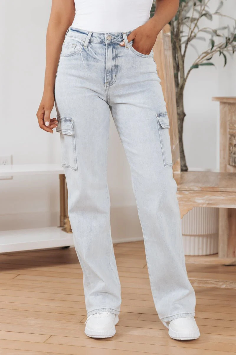 Light Wash 90s Vintage Cargo Utility Jeans - FINAL SALE | Magnolia Boutique