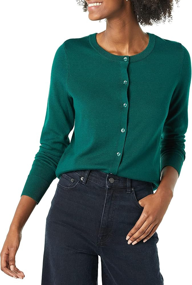 Amazon Essentials Women's Lightweight Crewneck Cardigan Sweater (Available in Plus Size) | Amazon (US)