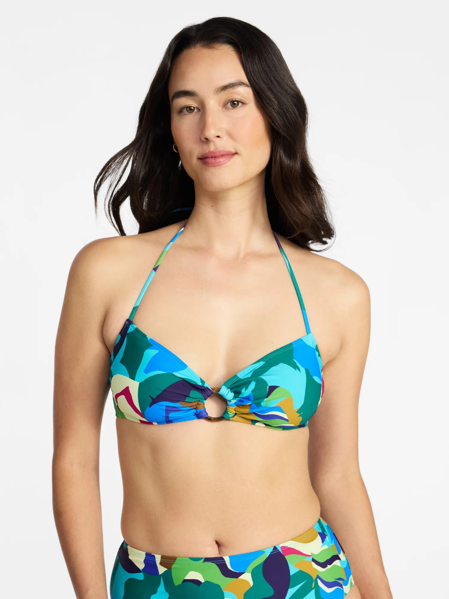 Time and Tru Women's and Women's Plus Size Abstract Print Bandeau Bikini Top, Sizes XS-3X | Walmart (US)