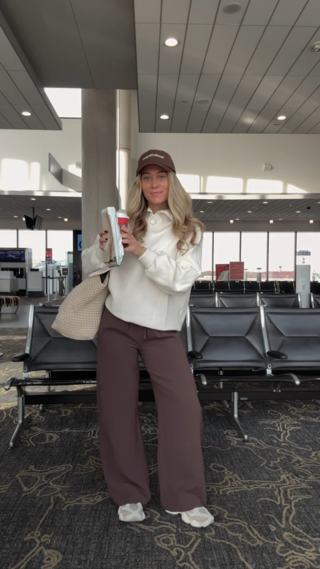 travel outfit ☁️ varley half zip (small), Amazon long sleeve tee (small) & aritzia lodge pants (small). 

#LTKootd #LTKTravel #LTKStyleTip