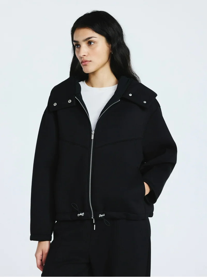 Scoop Women's and Women's Plus Neoprene Fleece Oversized Jacket with Hood, Sizes XS-4X | Walmart (US)