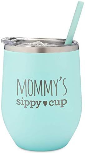 SassyCups Mommy's Sippy Cup Wine Tumbler | Engraved Stainless Steel Stemless Wine Glass Tumbler w... | Amazon (US)