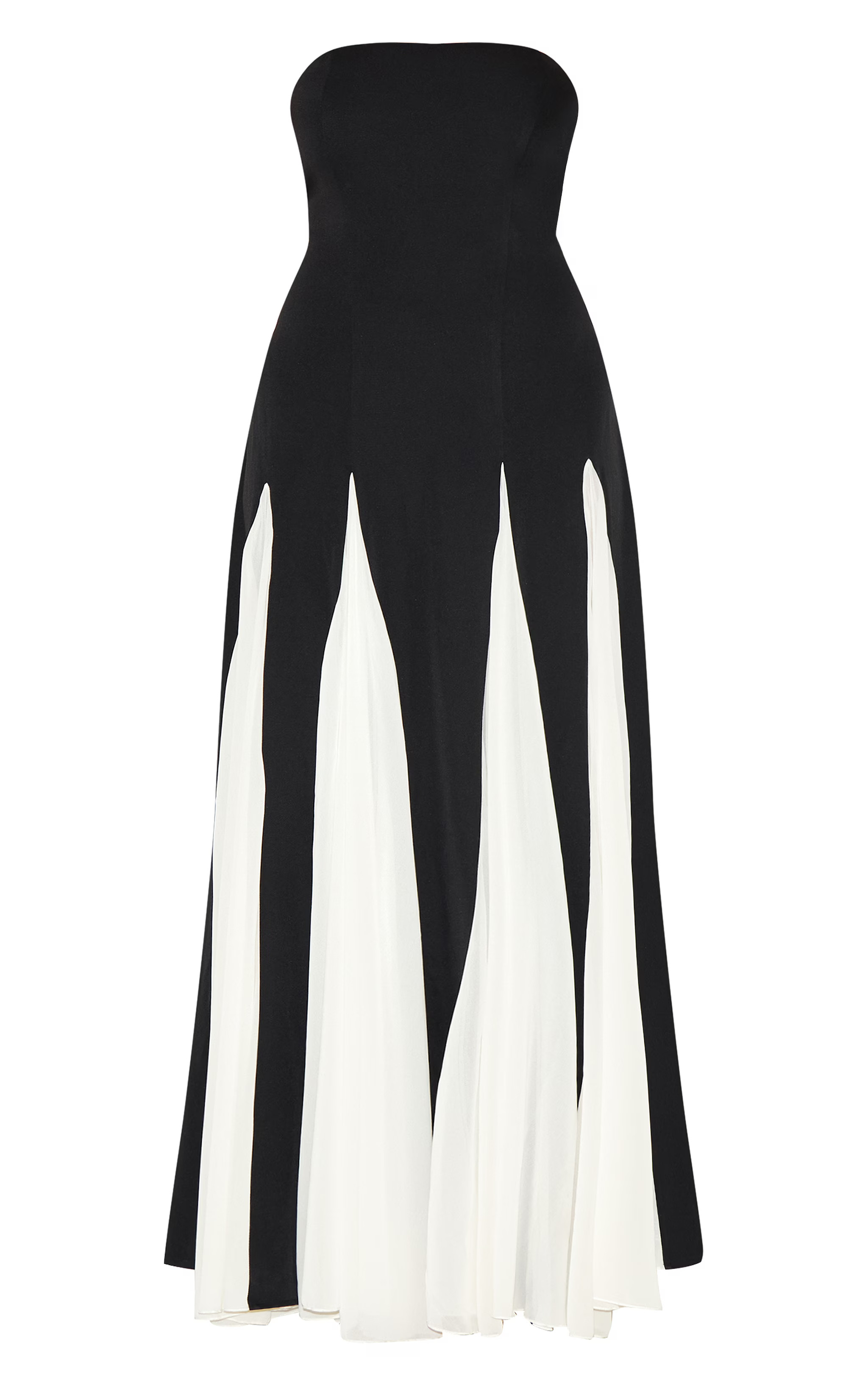 Plus Black Bandeau Contrast Chiffon Pleated Maxi Dress | PrettyLittleThing UK