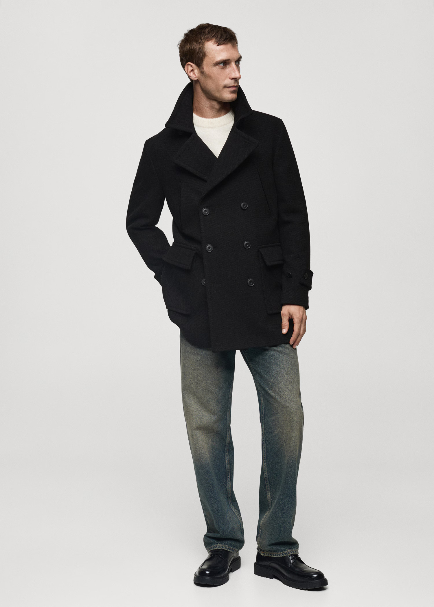Recycled wool double-breasted coat - Men | MANGO USA | Mango (US/MX/AU)