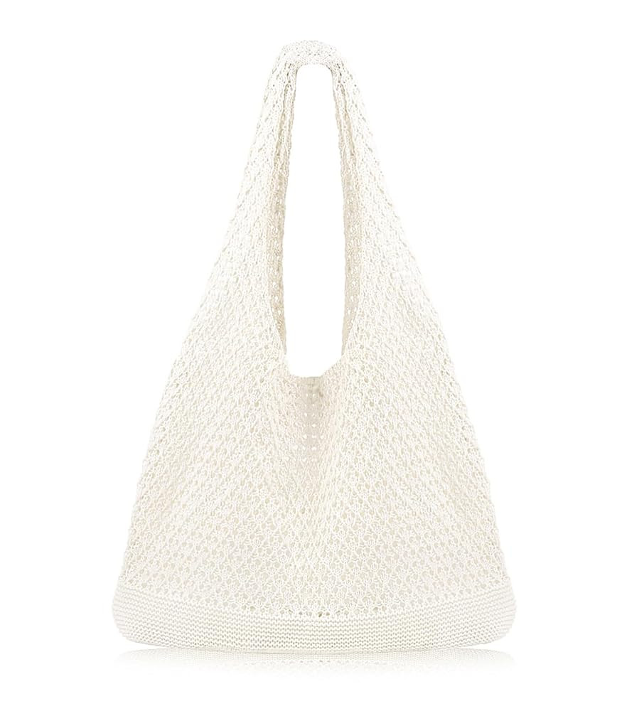 COOKOOKY Crochet Beach Tote bag Summer Beach Bag for Women Aesthetic Mesh Tote Bag Hippie Bag Kni... | Amazon (US)