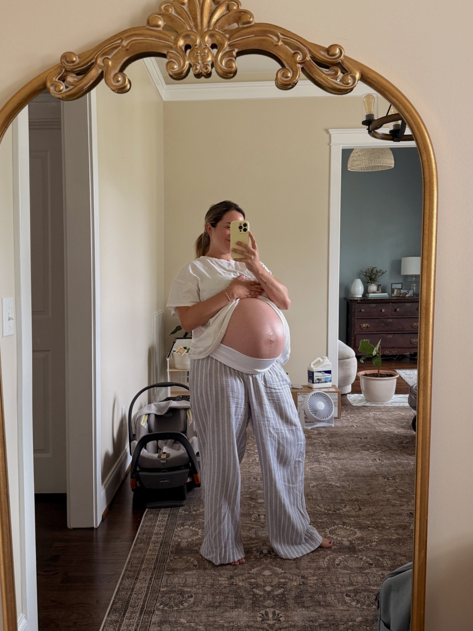 Pants are large! Super comfy maternity option for spring & summer; top is old but found something super similar!