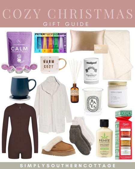 Cozy Christmas gift guide / cozy style / cozy holidays / cozy gifts for her / skims jumper / cardigan / barefoot dreams blanket / silk pillow case / thermal mug / candle / fuzzy socks / ugg slippers / hempz body lotion 

#LTKstyletip #LTKHoliday #LTKSeasonal