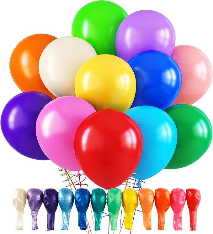 RUBFAC 120 Balloons Assorted Color 12 Inches Rainbow Latex Balloons, 12 Bright Color Party Balloo... | Amazon (US)