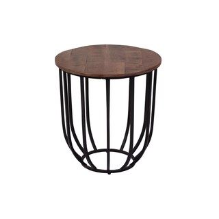 Alamosa Distressed Acacia Wood & Industrial Metal End Table | Bed Bath & Beyond